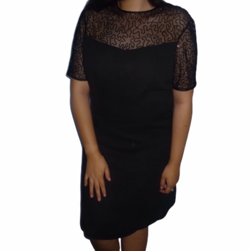 VTG Laurence Kazar Beaded Fit & Flare Black Dress